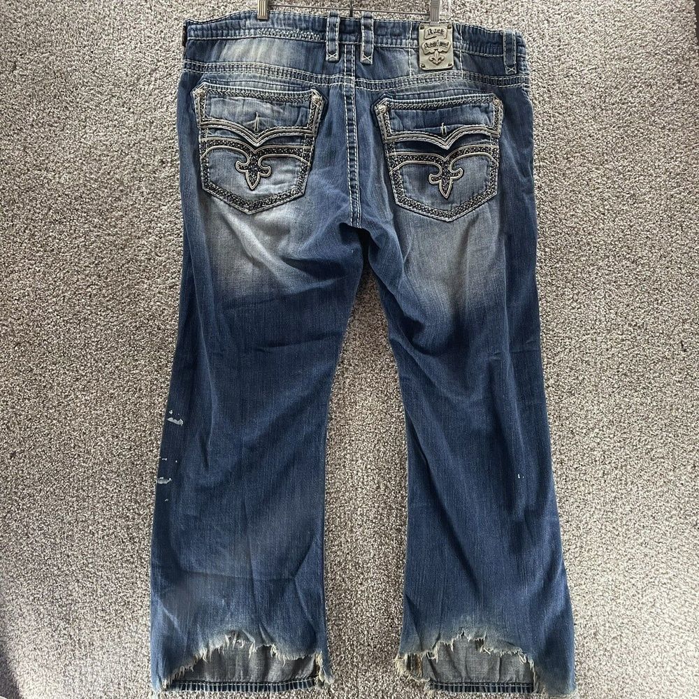 Rock Revival Mens Morton Straight Tiger Stitch 44x33 Distressed Please READ